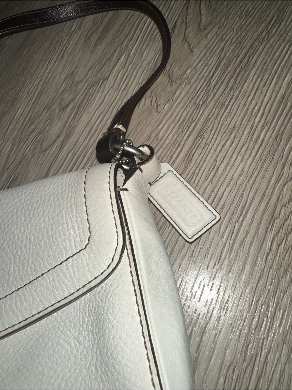 Coach Chelsea Bone White Leather Crossbody Bag Purse Green Interior - Picture 2 of 9